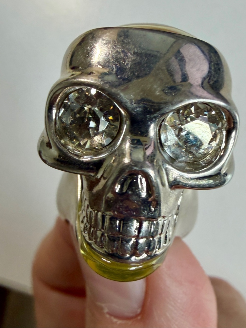 Alexander McQueen Silver-tone Skull Ring with Crystal Eyes - Sz IT 11